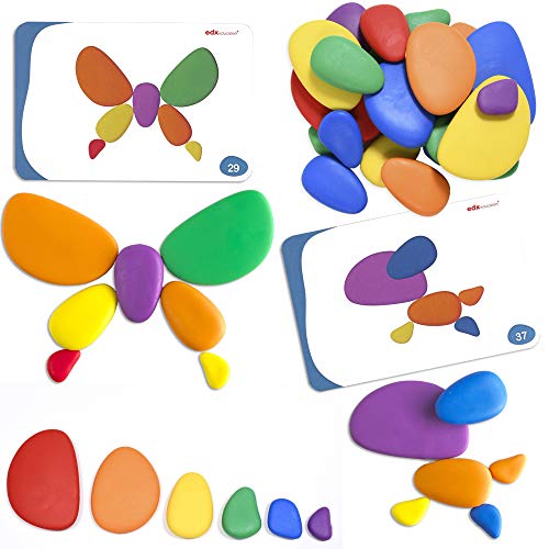 Edx Education Rainbow Pebbles - In Home Learning Toy for Early Math - Sorting and Stacking Stones