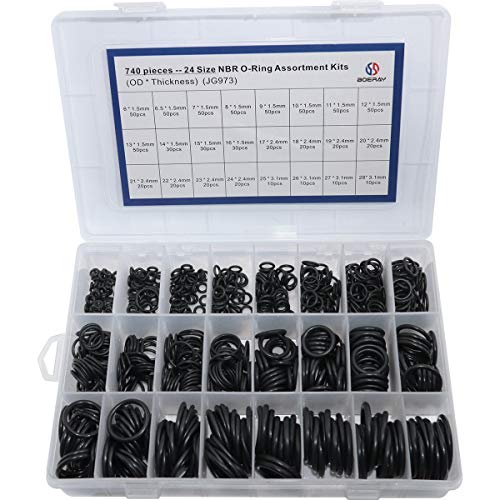 Boeray 24 Size 740 pcs Nitrile Rubber NBR O-Ring Gasket Ring Assortment Kits O Ring Set Metric for Faucet Tap Plumbing and Automotive Repair OD 6mm-28mm Thickness 1.5mm 2.4mm 3.1mm