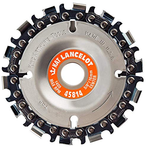 King Arthur's Tools Original & Patented Lancelot 14 Tooth Carving Disc - 4' (100mm) Dia. X 5/8” (16mm) Bore - Fits 4 and 4 1/2' Woodworking Angle Grinder - Attachment for Milwaukee, Fein 45814