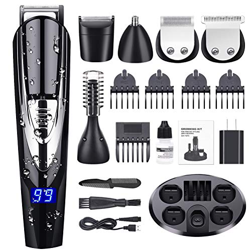 GOOLEEN Beard Trimmer Hair Clippers for Men Cordless Mustache Trimmer 10 in 1 Grooming Trimmer Kit Precision Trimmer for Nose Ear Facial Hair Body Groomer Waterproof USB Rechargeable