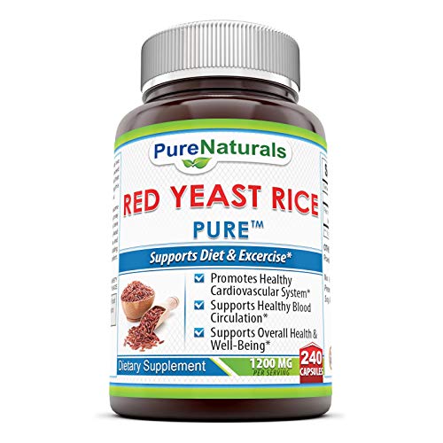 Pure Naturals Red Yeast Rice Dietary Supplement, 1200 Mgper Serving Capsules, 240Count, Promotes Healthy Cardiovascular System*, Supports Healthy Blood Circulation, Supports Overall Health*