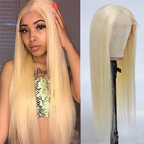 SUNYUON T-Part 613 Blonde Lace Front Wig Human Hair 13x4x1 Pre Plucked Middle Part Lace Wigs with Baby Hair 9A Brazilian Straight Blonde Human Hair Wigs for Black Women 150% Density