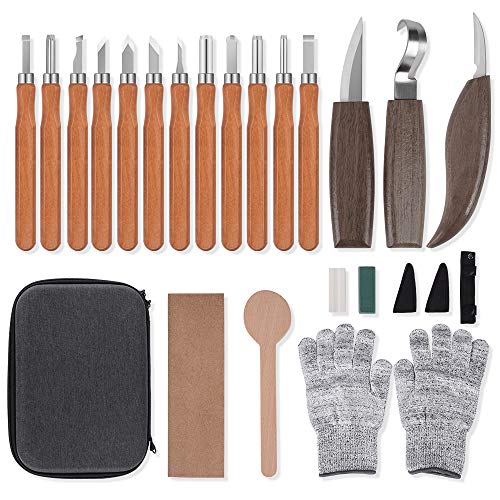 Wood Carving Tools Knife Set, Carbon Steel Graver, Hook Carving Knife, Whittling Knife, Detail Wood Carving Knife for DIY Sculpture Carpenter Experts Kids Beginners