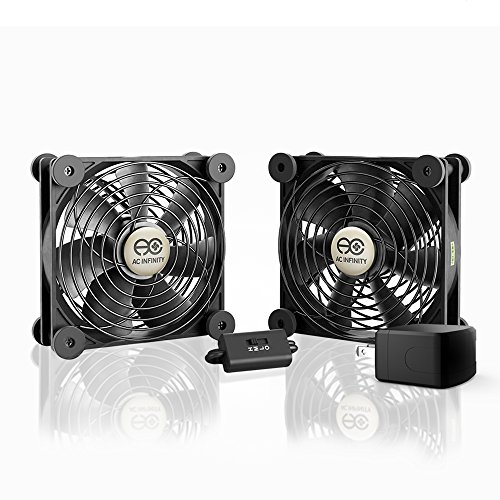 AC Infinity MULTIFAN S7-P, Quiet Dual 120mm AC-Powered Fan with Speed Control, UL-Certified for Receiver DVR Playstation Xbox Component Cooling