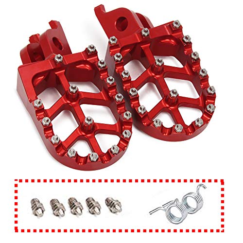 JFG RACING Red Billet MX Wide Foot Pegs Pedals Rests For For Honda CR125/250R 02-07/CRF150R 07-18 CRF250R 04-17/CRF250 X 04-17/CRF450R 02-18 CRF450RX 17-18 CRF450 X 05-17 CRF250L/M 12-17 CRF250RALLY