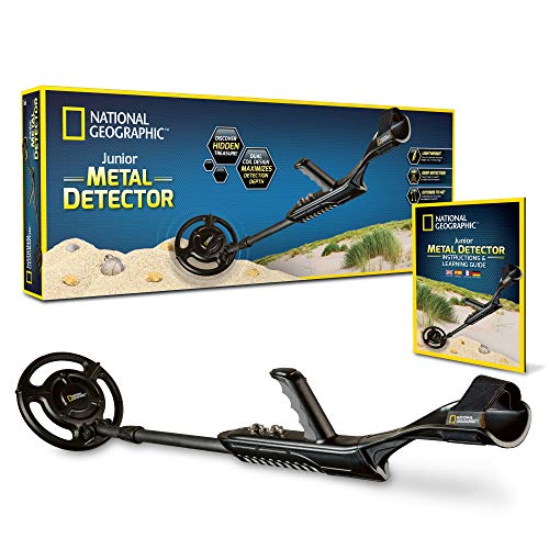 NATIONAL GEOGRAPHIC Junior Metal Detector –Adjustable Metal Detector for Kids with 7.5' Waterproof Dual Coil, Lightweight Design Great for Treasure Hunting Beginners