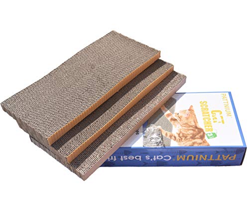 PATTNIUM 3 in 1 Corrugated Cat Scratcher Cardboard Scratching Pad Toys with Catnip Scratch Lounge Bed for Cats Pack of 3