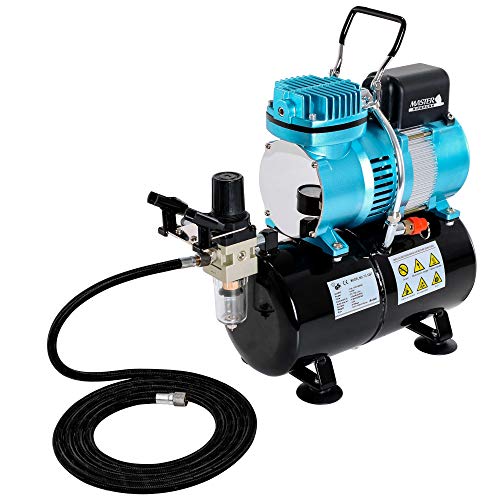 Master Airbrush 1/5 HP Cool Runner II Dual Fan Tank Air Compressor Kit Model TC-326T - Professional Single-Piston with 2 Cooling Fans, Runs Longer Without Overheating - Regulator Water Trap, Holder