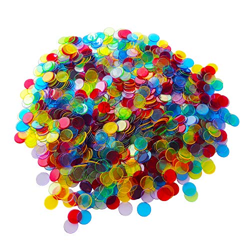 YH Poker Yuanhe 1000 Pieces 3/4 inch Transparent Bingo Chips Mixed Color