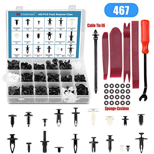 Voilamart 467 PCS Car Retainer Clips and Plastic Fasteners Kit - 19 Most Popular Sizes with Fastener Remover Push Pins Rivets Auto Door Trim Panel Clips Assortment Set Universal Fit for Ford Toyota