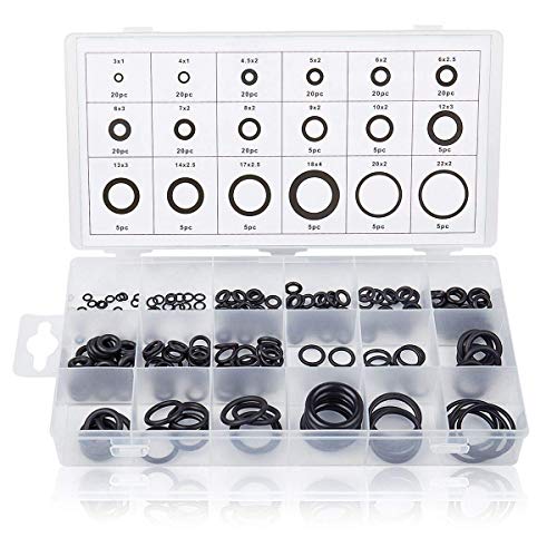 LEXPON 225 Pcs Rubber O-Ring Assortment Kit Washer Gasket Sealing Pack 18 Sizes Gasket Washer Seal Assortment Set for Plumbing Automotive General Repair with Case