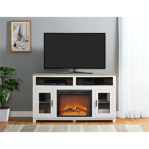 Ameriwood Home Carver Electric Fireplace TV Stand for TVs up to 60' Wide, White