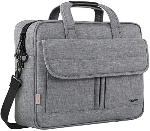 Taygeer Laptop Bag for Women Men, Travel Water Resistant Crossbody Shoulder Bag for Business Office, Durable Professional 15.6 Inch Laptop Case, Portable Briefcase Attache Bag for 15.6 HP Lenovo,Grey