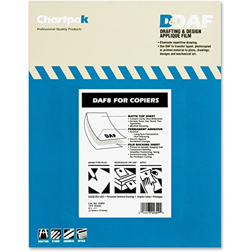 Chartpak DAF8 Drafting Film Permanent Matte 8-1/2-Inch x11-Inch 100/PK