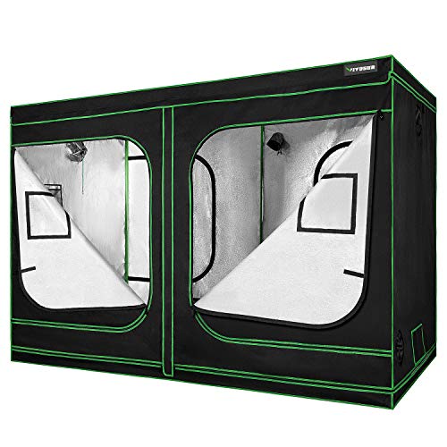VIVOSUN 96'x48'x80' Mylar Hydroponic Grow Tent with Observation Window and Floor Tray for Indoor Plant Growing 4'x8'