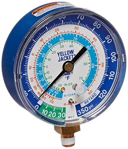 Yellow Jacket 49106 Gauge (Degrees F) Blue Compound, 30'-0-120 psi, R-22/134A/404A, 3-1/8'