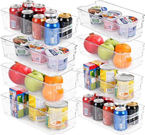 Set of 8 Pantry Organizers-Includes 8 Organizers (4 Large & 4 Small Drawers)-Organizers for Freezers, Kitchen Countertops and Cabinets-BPA Free Clear Plastic Pantry Storage Racks