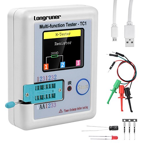 Longruner 1.8 inch Colorful Display Pocketable Multifunctional TFT Backlight Transistor LCR-TC1 Tester for Diode Triode Capacitor Resistor Transistor LCR ESR NPN PNP MOSFET (Multi Tester)