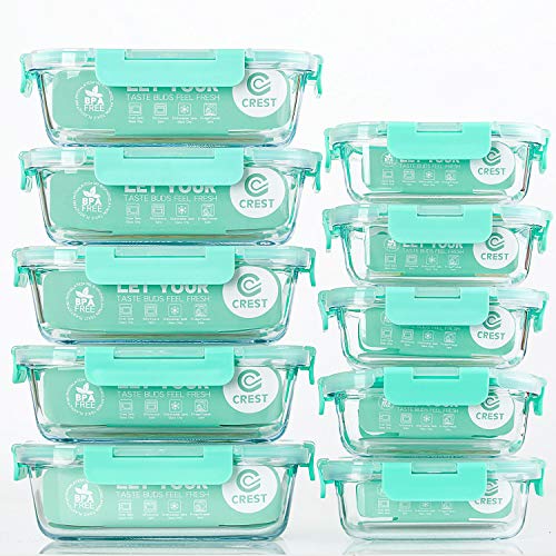 [10-Pack] Glass Food Storage Containers with Lids, Airtight, BPA Free, Meal Prep Containers for Kitchen, Home Use