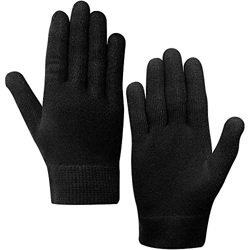 Happon Moisturizing Gel Gloves Soft Spandex with Thermoplastic Gel Repair Heal Eczema Cracked Dry Skin, Gel Lining Infused with Essential Oils and Vitamins for Dry Hard Cracked Skin - Black