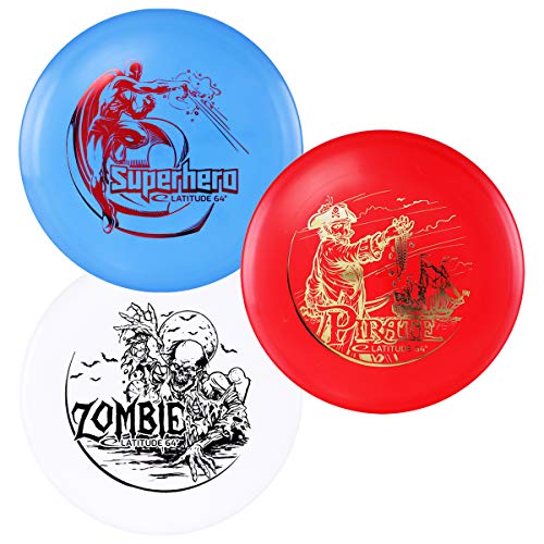 D·D DYNAMIC DISCS Latitude 64° SPZ Disc Golf Starter Set | Set Includes a Base Plastic Superhero, Pirate, and Zombie | Beginner Friendly Disc Golf Starter Set | Stamp Colors Will Vary