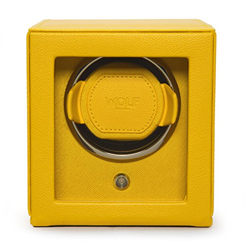 WOLF 461192 Cub Single Watch Winder with Cover, Yellow