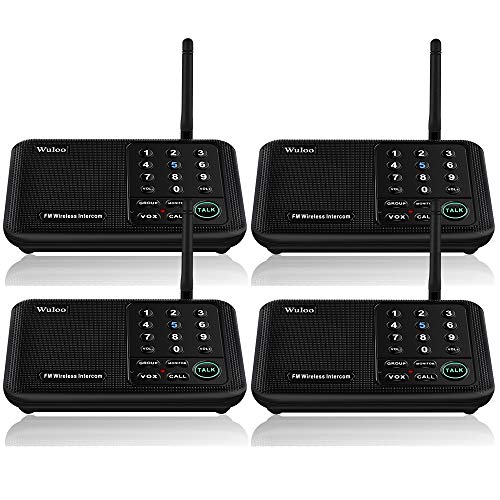 Wuloo Intercoms Wireless for Home 5280 Feet Range 10 Channel 3 Code, Wireless Home Intercom System for Home House Business Office, Room to Room Intercom, Home Communication System (4 Packs, Black)