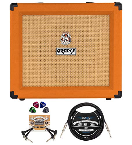 Orange Amps Crush 35RT 35W 1x10 Guitar Combo Amplifier (Orange) Bundle with Blucoil 10-FT Straight Instrument Cable (1/4in), 2-Pack of Pedal Patch Cables, and 4-Pack of Celluloid Guitar Picks