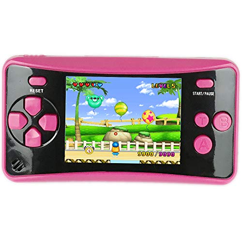 HigoKids Portable Handheld Games for Kids 2.5' LCD Screen Game Console TV Output Arcade Gaming Player System Built in 182 Classic Retro Video Games Birthday for Your Boys Girls (Rose Red)