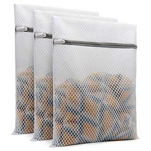 3Pcs Durable Honeycomb Mesh Laundry Bags for Delicates 12 x 16 Inches