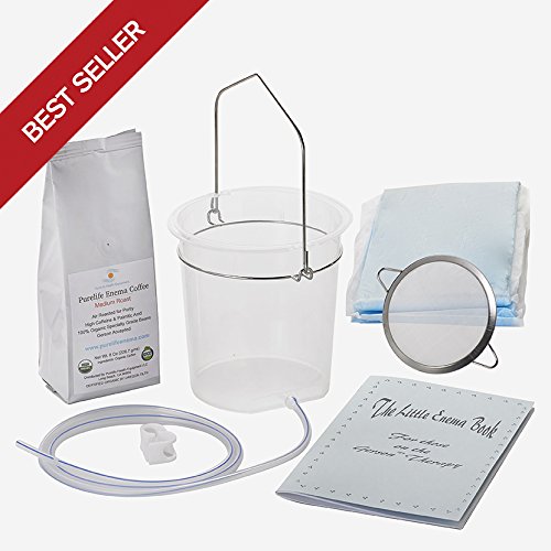 Best Coffee Enema Kit for Gerson Therapy/ 4 FT Silicone Colon Tube/Purelife Enema Coffee & Coffee Enema Strainer/A Complete Coffee Enema Kit