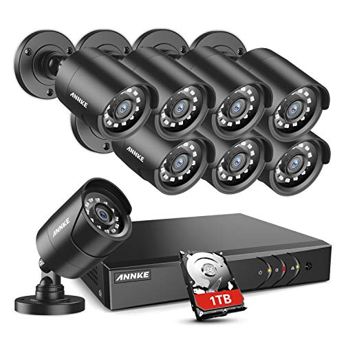 ANNKE 5MP Lite Home Security Camera System 8 Channel H.265+ DVR and 8X1920TVL 1080P Outdoor IP66 Weatherproof CCTV Cameras, Smart Playback, Instant Email Alert with Images, 1TB Hard Drive-S300