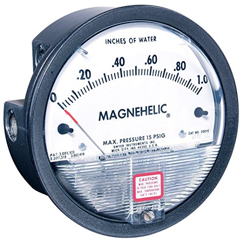 Dwyer Magnehelic Series 2000 Differential Pressure Gauge, Range 0.25-0-0.25'WC