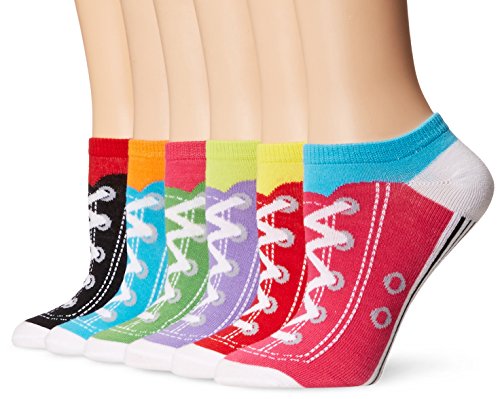 K. Bell Women's 6 Pack Novelty No Show Low Cut Socks, Sneakers (Assorted), Shoe Size: 4-10