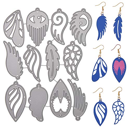 CHZIMADE Scrapbook Embossing Earring Cutting Dies Carbon Steel Leather Teardrop Leaf Shape Earrings Die Cuts for Cards Making, Leather Earring Art Crafts DIY Supplies Feather