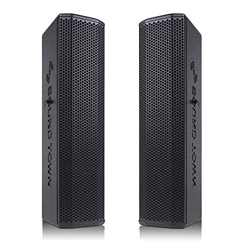 Sound Town Pair of Passive Wall-Mount Column Mini Line Array Speakers with 4 x 5” Woofers, Black for Live Event, Church, Conference, Lounge, CARPO-V5B