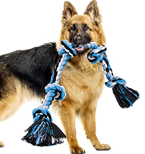 BMAG Dog Rope Toys for Aggressive Chewers, Interactive Heavy Duty Dog Toys for Medium Large Dogs, Tough Twisted Rope Toy with 5 Knots