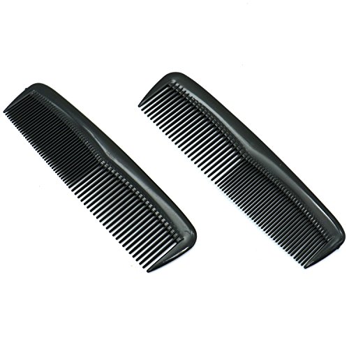 Pack of 12 Quality Pocket Hair Comb Beard & Mustache Combs for Men's Hair Beard Mustache and Sideburns, Durable Plastic, Black