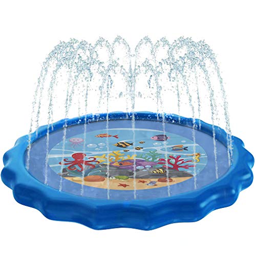Dualplex Splash Pad Sprinkler for Kids & Toddlers - Outdoor Inflatable Wading Pool 68' - Children's Splash Play Mat - Kiddie Pool Water Fun Toys for Babies