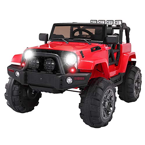 TOBBI Kids Ride on Truck Style 12V Battery Powered Electric Car W/Remote Control Red