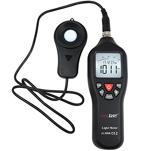 Light Meter ennoLogic eL200K – Digital Illuminance Lux Meter Photometer 0 to 200,000 Lux – Auto-Ranging, Hold, Min, Max, and Average Functions, Backlight