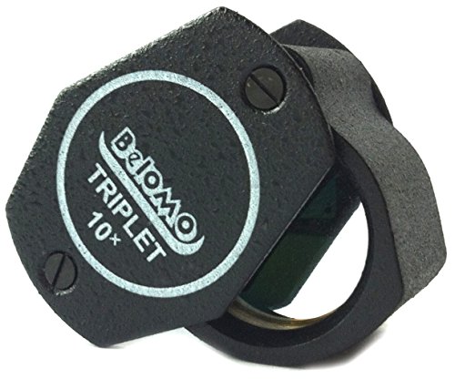 BelOMO 10x Triplet. Jewelers Loupe Magnifier 21mm (.85'). Optical Glass with Anti-Reflection Coating for a Bright, Clear and Color Correct View. Foldable Loupe for Gems, Jewelry, Coins and Trichomes