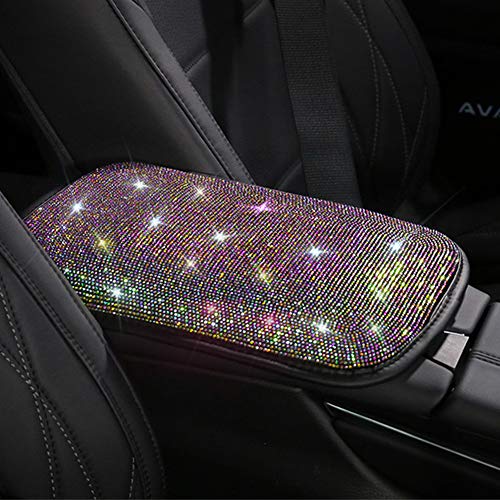 Universal Bling Bling Car Center Console Cover, Luster Crystal Arm Rest Padding Protective Case Diamond Car Decor Accessories for Women(FSD)