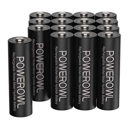 POWEROWL AA Rechargeable Batteries, 2800mAh High Capacity Batteries 1.2V NiMH Low Self Discharge, Pack of 16