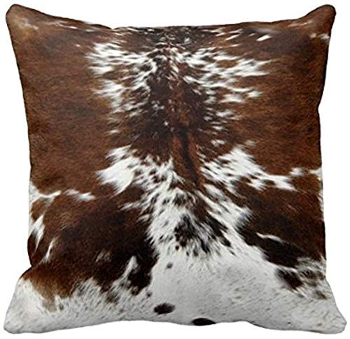 Leaveland Throw Pillowcase 20 x 20 Tri Color Brown Cowhide Print Throw Pillow Cover
