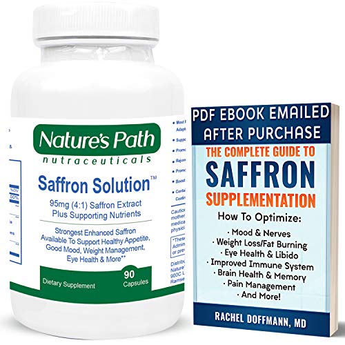 Best Saffron Supplement Appetite Suppression Pills 95mg Saffron Extract for Weight Loss, Good Mood, Eye Health, Best Hunger Suppressant, Natural Appetite Suppression Saffron Supplement Capsules