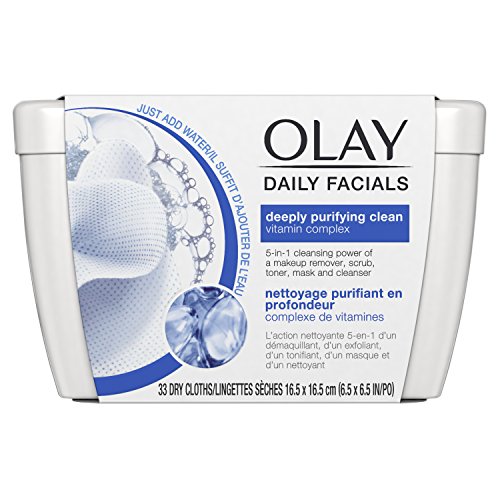 Olay Daily Facial Cleansing Cloths Tub for a Deeply Purifying Clean Makeup Remover, 33 ct