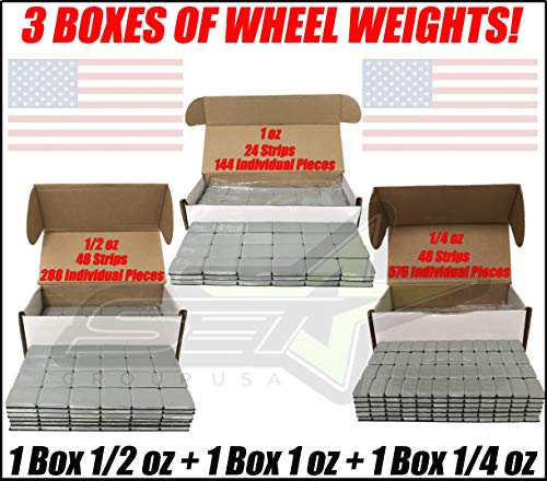 SET Group USA 3 Boxes of Wheel Weights 1/4oz + 1/2oz + 1oz Stick-On Adhesive Tape Total 27 LB (432oz)