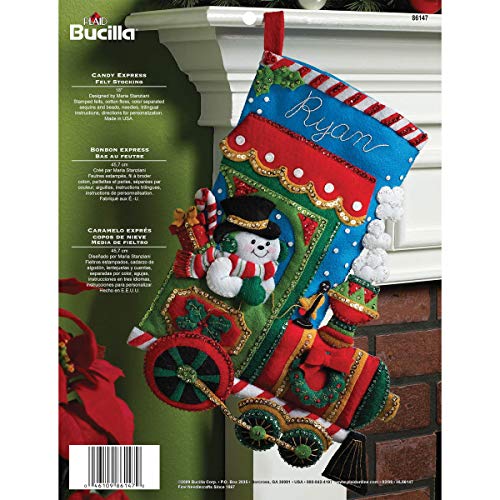 Bucilla Candy Express Christmas Stocking Felt Applique Kit, 86147 18-Inch