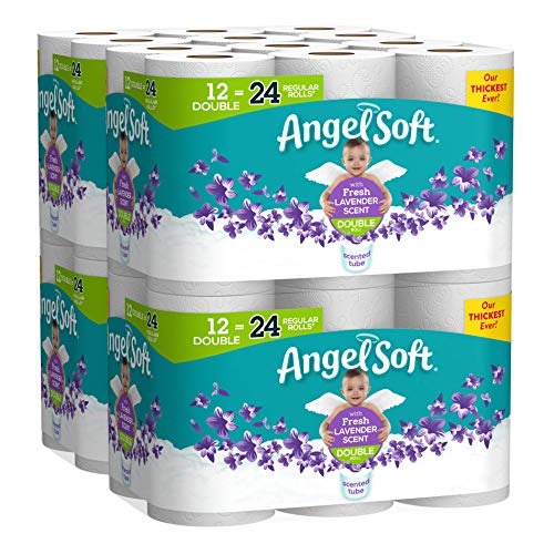 Angel Soft Toilet Paper with Fresh Lavender Scented Tube, 2-Ply Sheet Double Rolls, 12 Count of 214 Sheets Per Roll, Pack of 4 (79372)